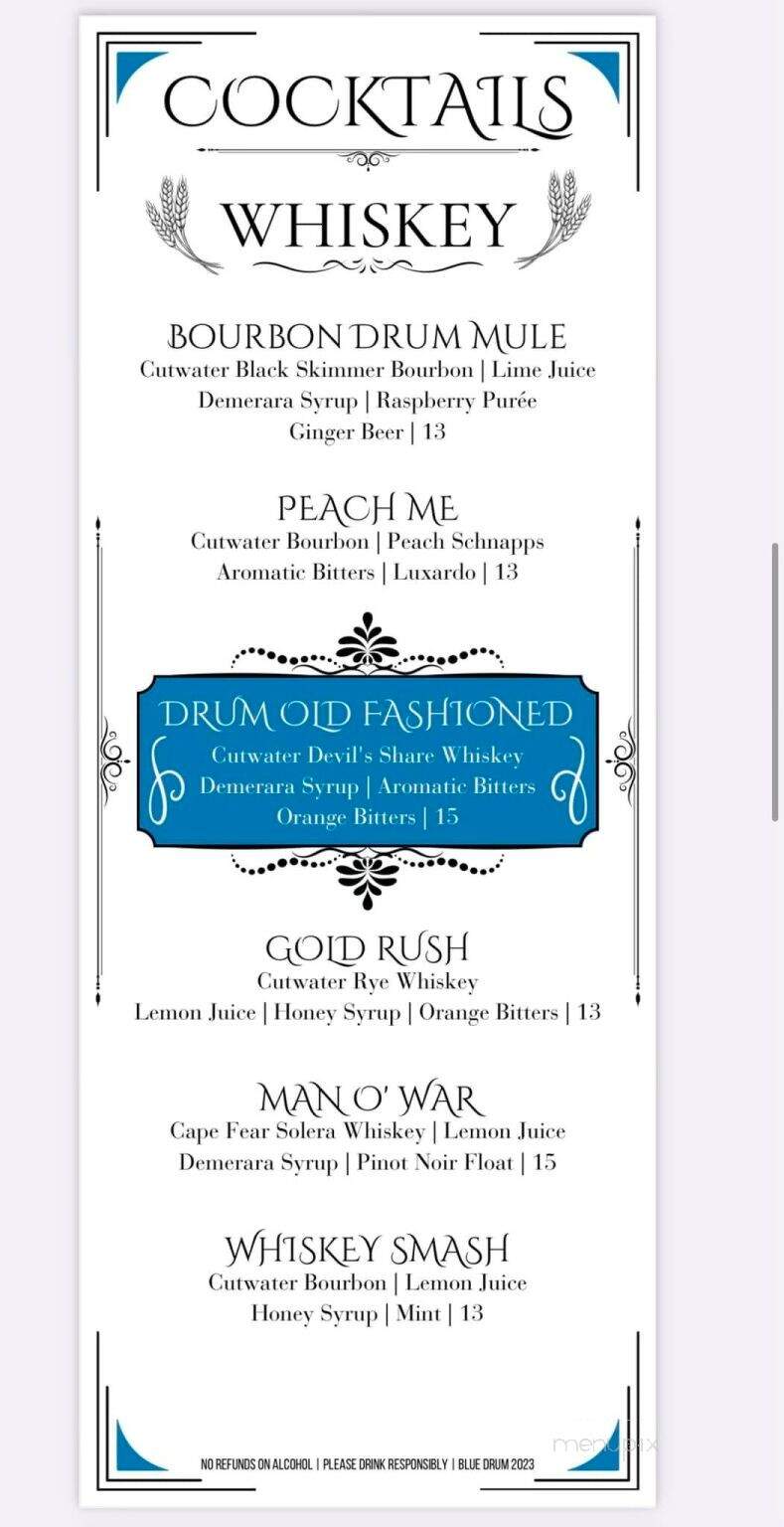 Blue Drum - Little River, SC menu_pic