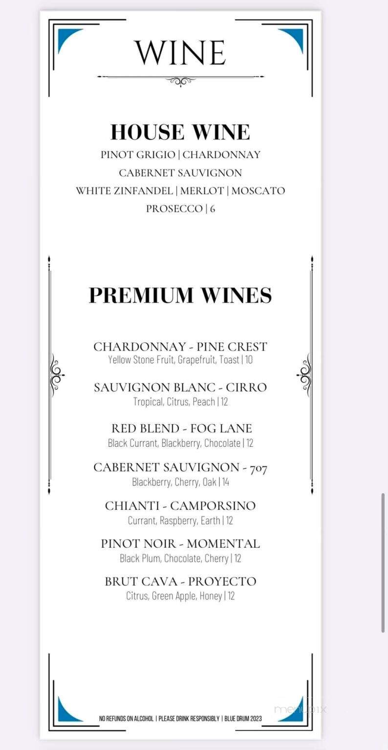 Blue Drum - Little River, SC menu_pic