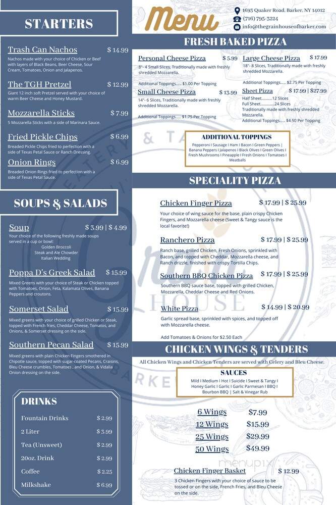 The Grain House - Barker, NY menu_pic