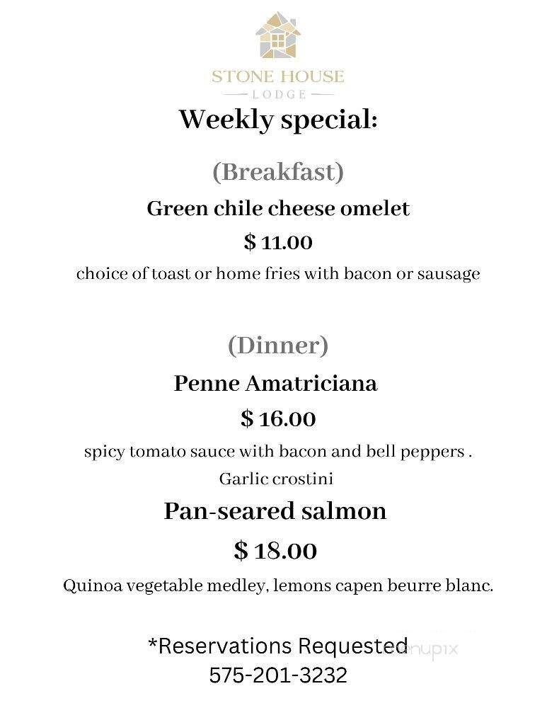 Stone House Lodge Cafe - Los Ojos, NM menu_pic