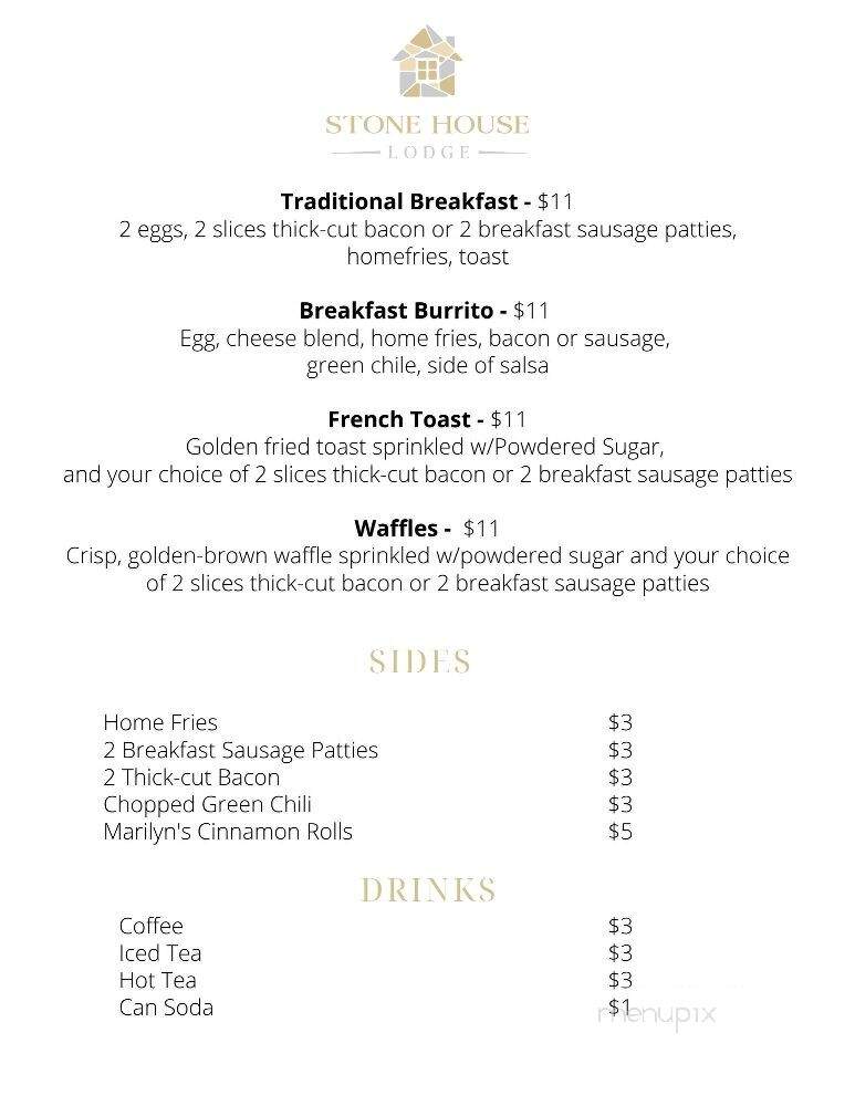 Stone House Lodge Cafe - Los Ojos, NM menu_pic