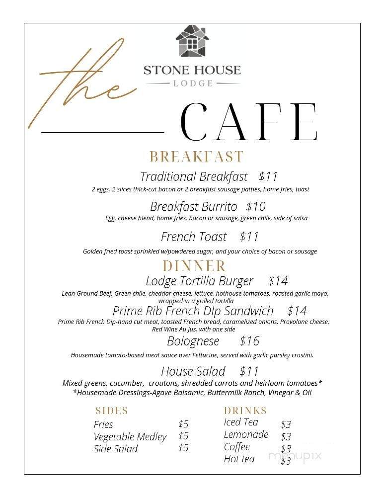 Stone House Lodge Cafe - Los Ojos, NM menu_pic