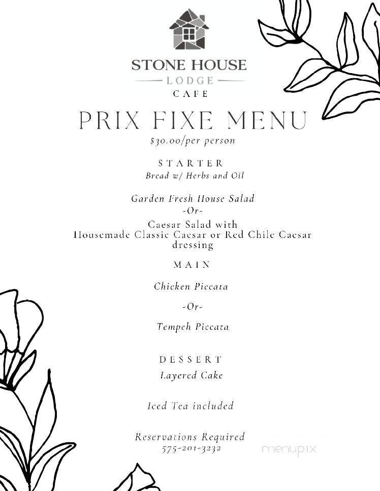 Stone House Lodge Cafe - Los Ojos, NM menu_pic