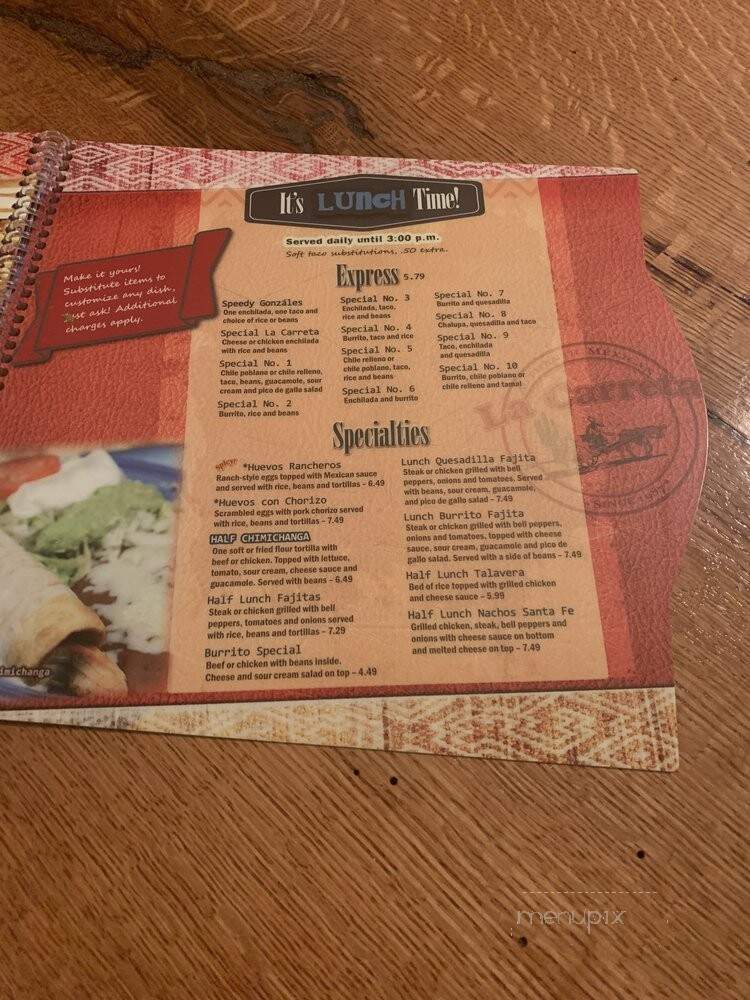 La Carreta Mexican Restaurant - Madison Heights, VA menu_pic