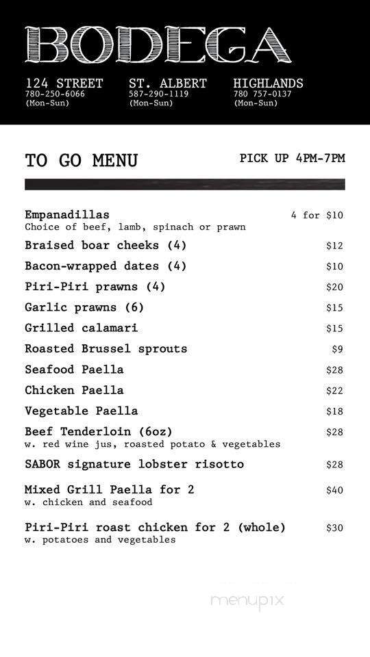 Bodega Ellerslie - Edmonton, AB menu_pic