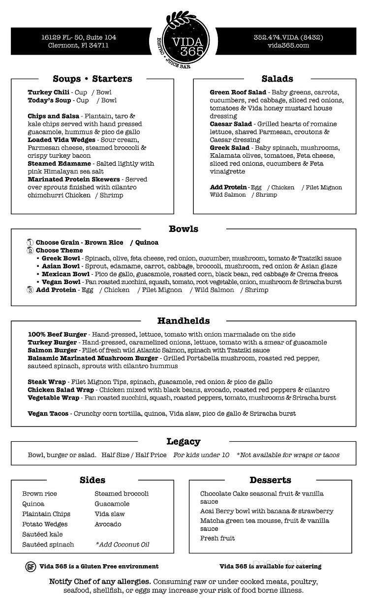 Vida Caribe Restaurant - Clermont, FL menu_pic