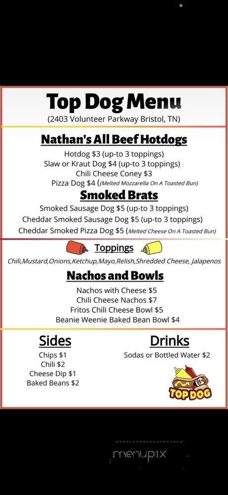 Top Dog - Bristol, TN menu_pic
