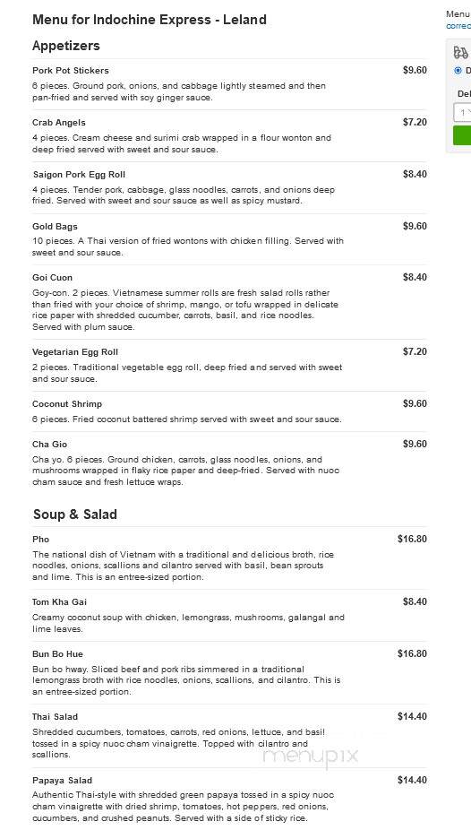 Indochine Express - Leland, NC menu_pic