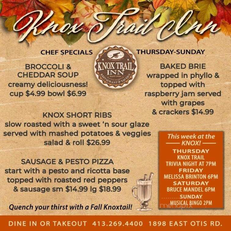 Knox Trail Inn - East Otis, MA menu_pic