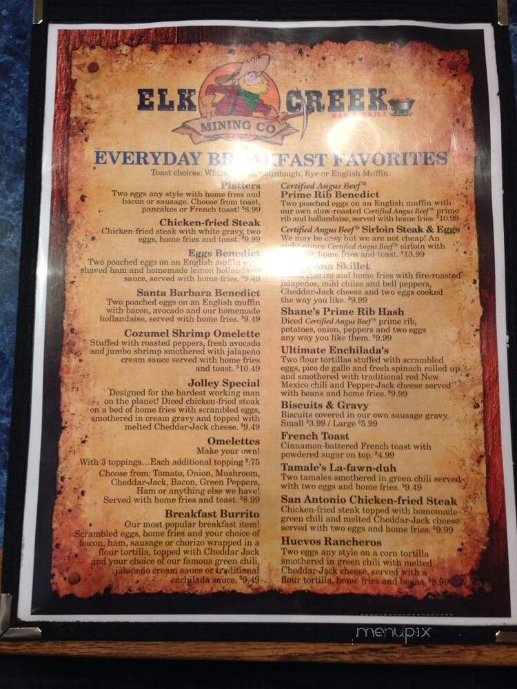 Elk Creek Bar & Grill - New Castle, CO menu_pic