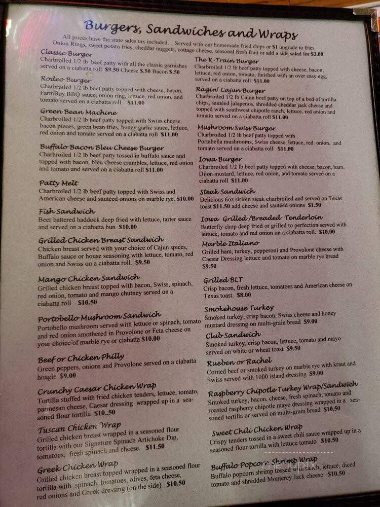 Rookie's - Clear Lake, IA menu_pic