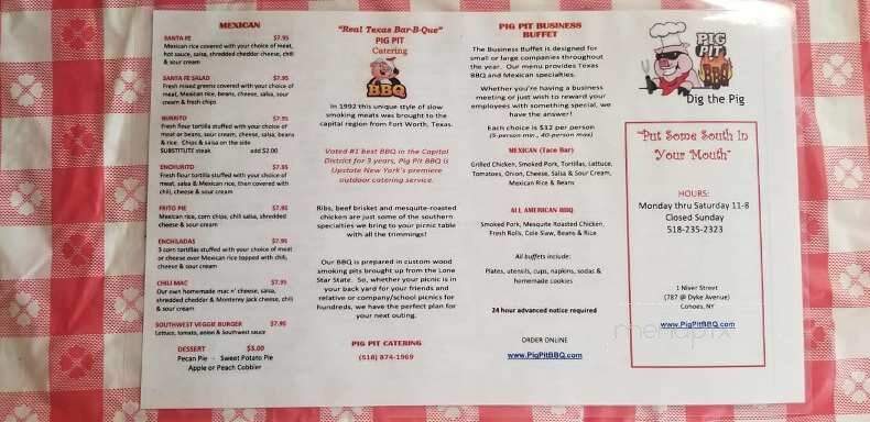 Pig Pit BBQ - Cohoes, NY menu_pic