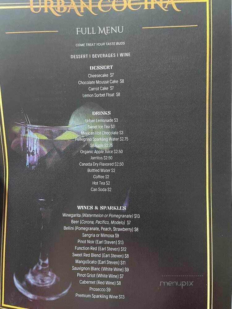 Urban Cocina - Vallejo, CA menu_pic