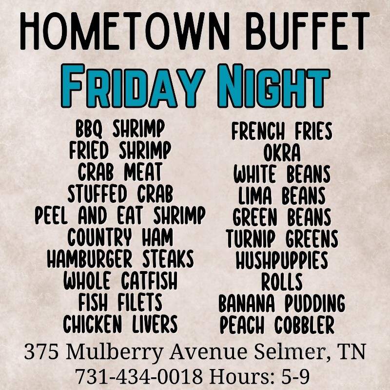 Hometown Buffet - Selmer, TN menu_pic