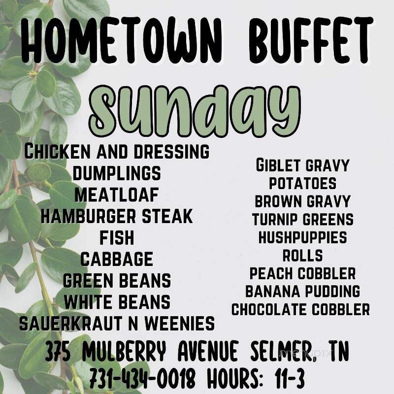 Hometown Buffet - Selmer, TN menu_pic