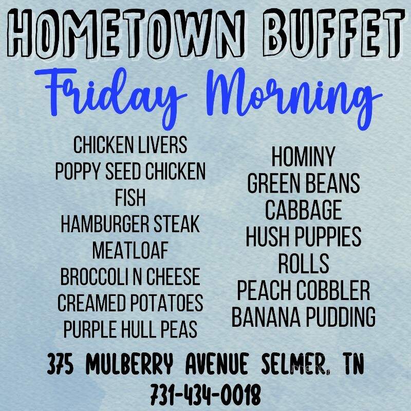 Hometown Buffet - Selmer, TN menu_pic