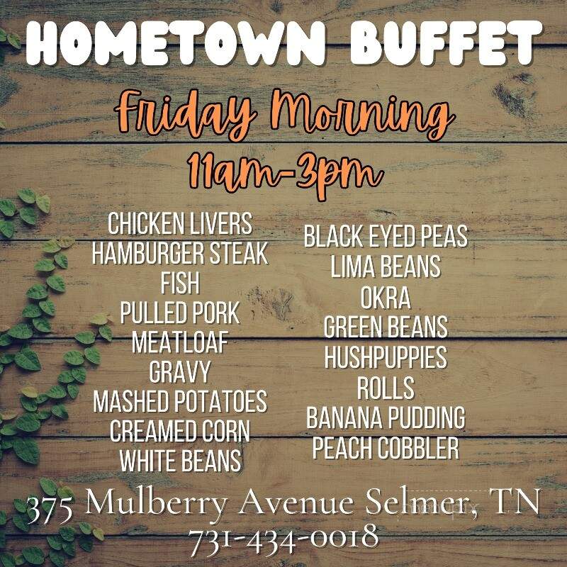Hometown Buffet - Selmer, TN menu_pic
