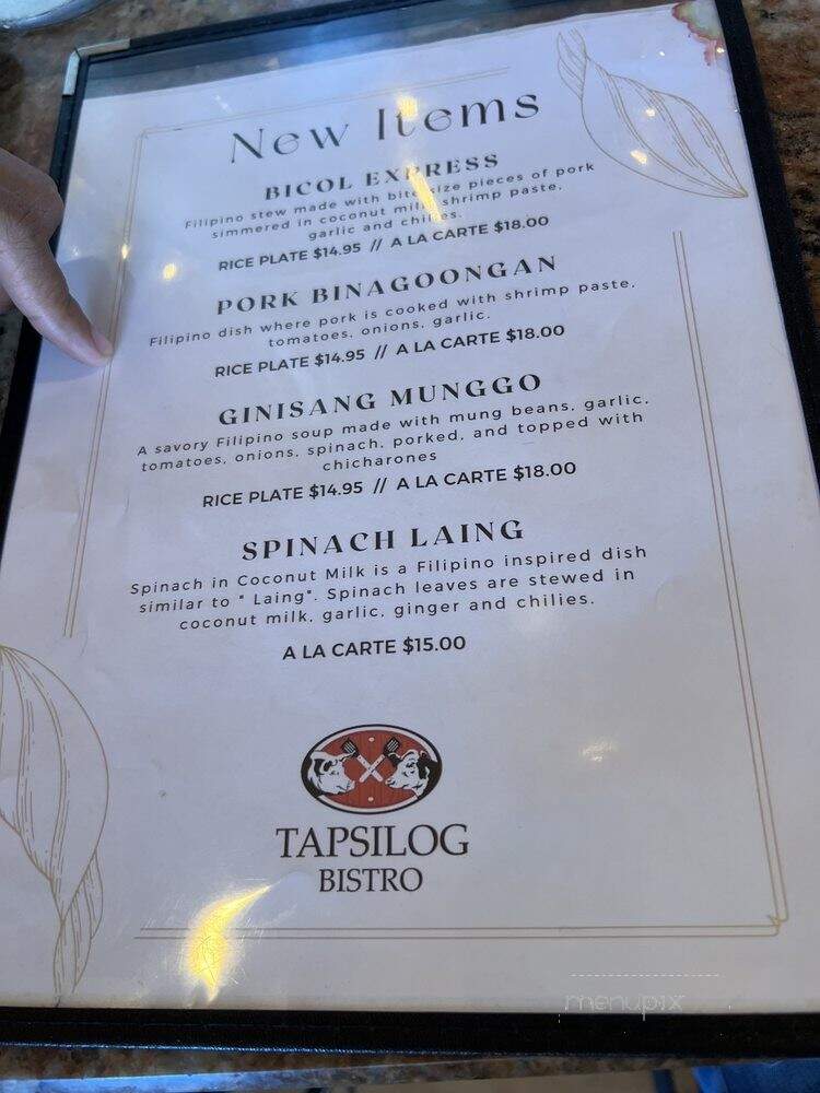 Tapsilog Bistro - Campbell, CA menu_pic