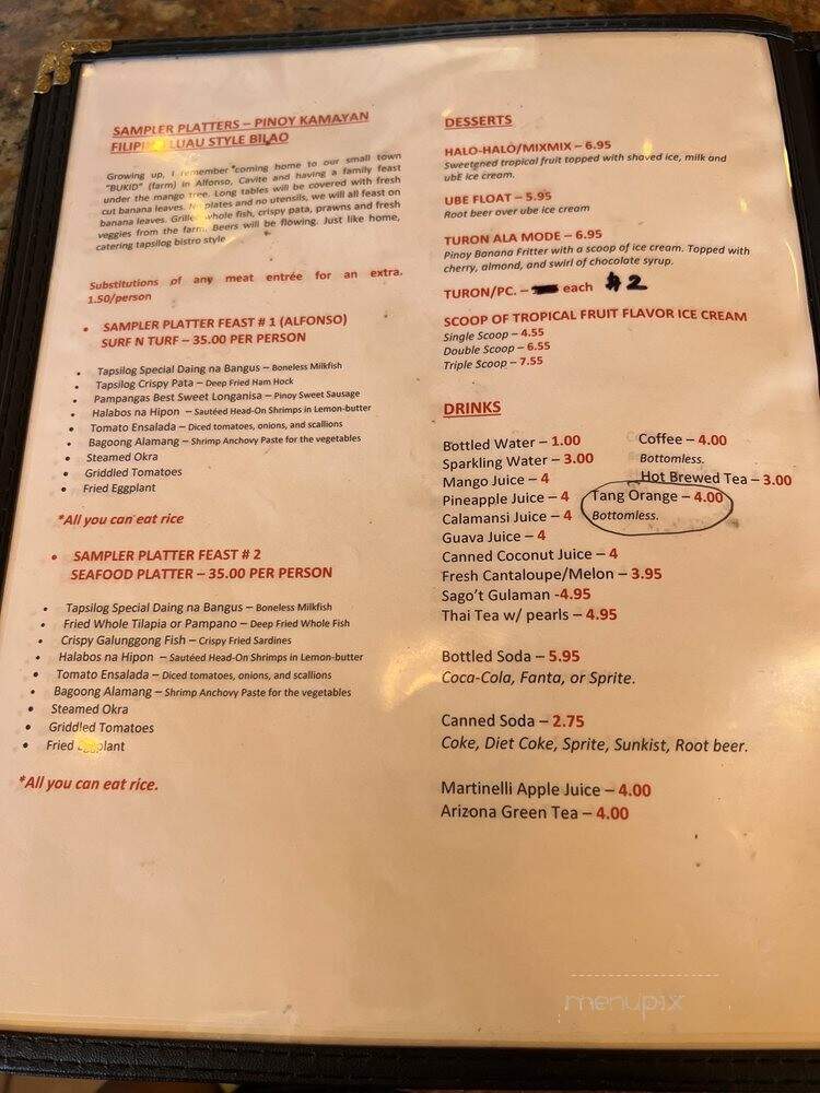 Tapsilog Bistro - Campbell, CA menu_pic
