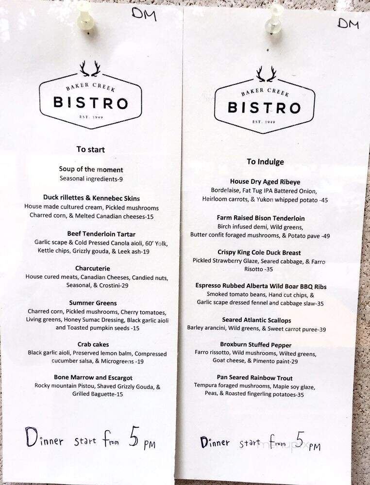 Baker Creek Bistro - Lake Louise, AB menu_pic