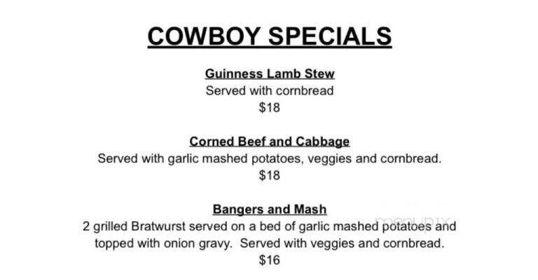 Cowboy Bar & Grill - Felton, CA menu_pic