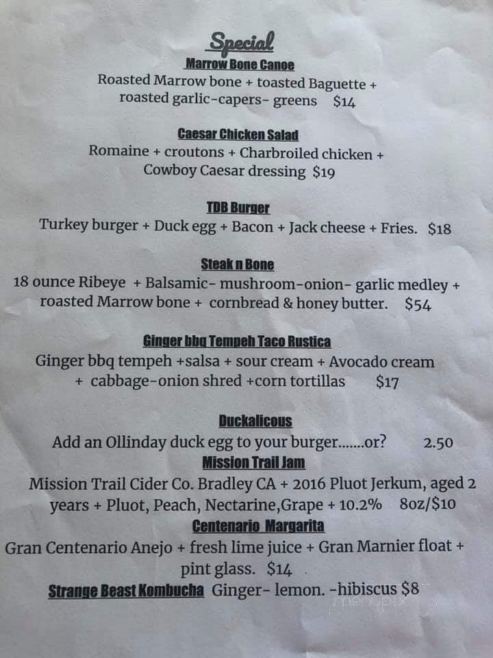 Cowboy Bar & Grill - Felton, CA menu_pic