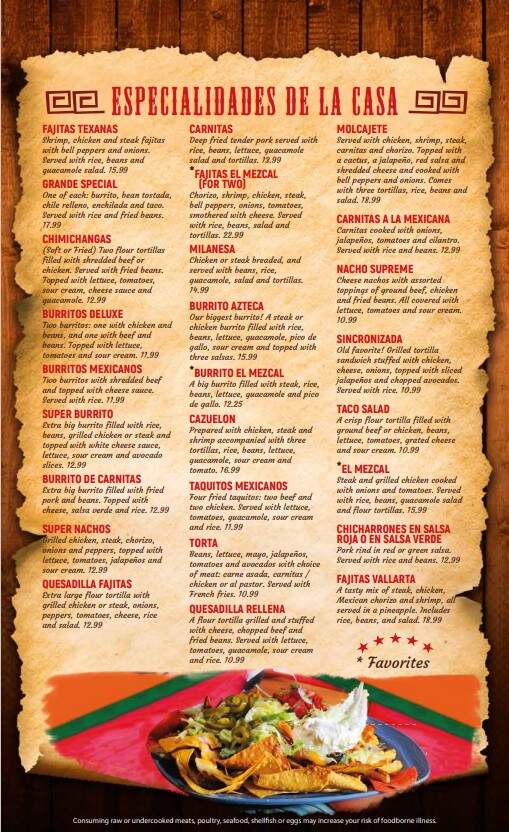 El Mezcal Mexican Restaurant - Ocala, FL menu_pic