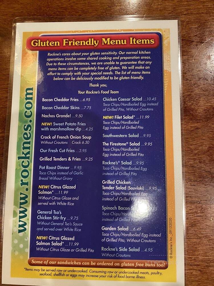 Rockne's - Stow, OH menu_pic