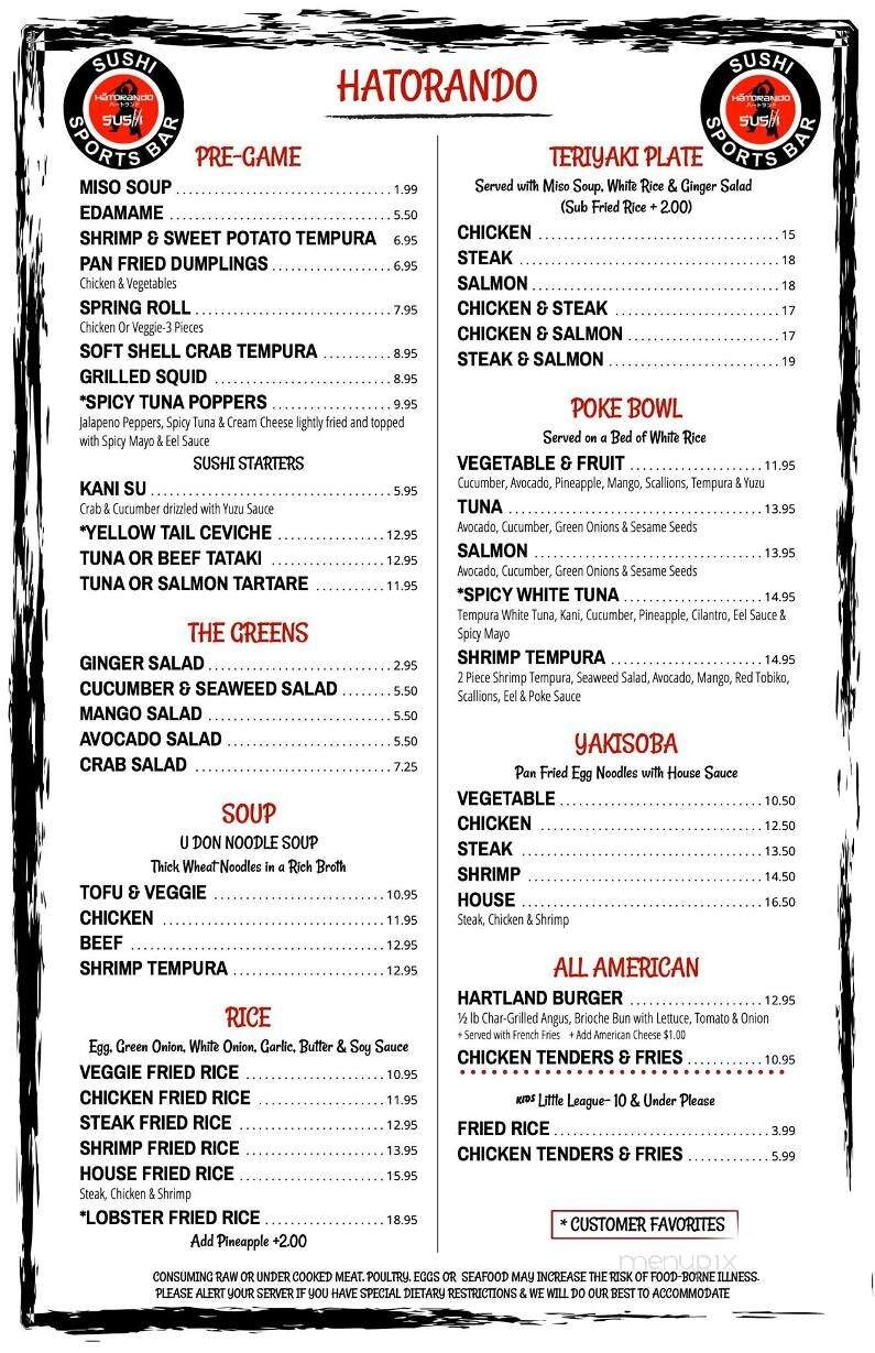Hatorando Sushi & Sports Bar - Hartland, MI menu_pic