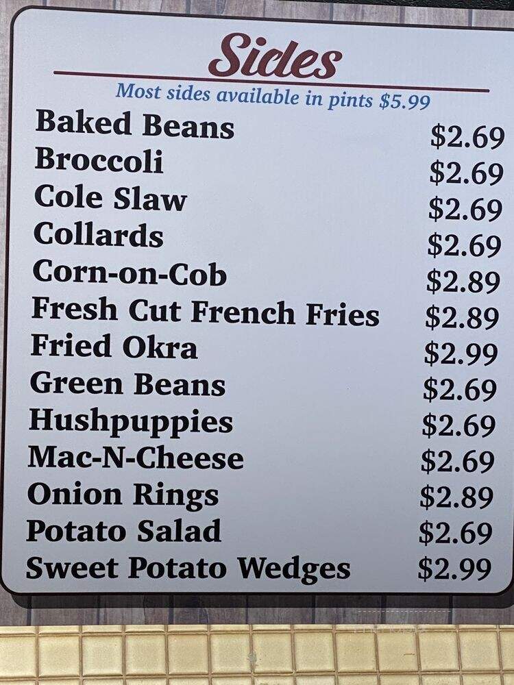 Bubba & Frank's Smokehouse BBQ - Portsmouth, VA menu_pic