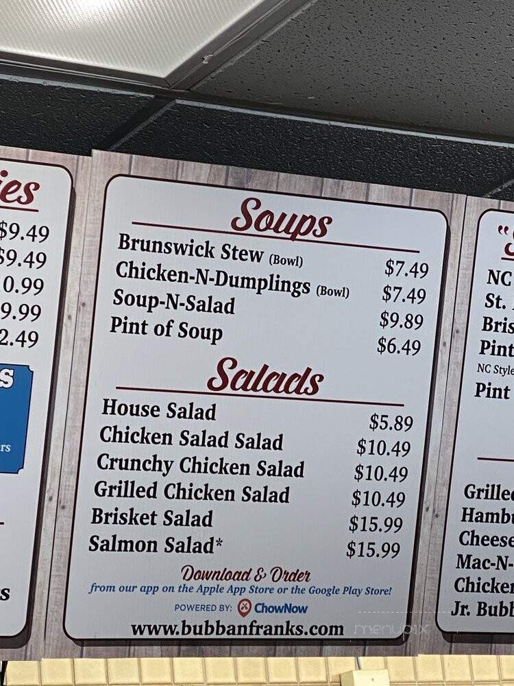 Bubba & Frank's Smokehouse BBQ - Portsmouth, VA menu_pic