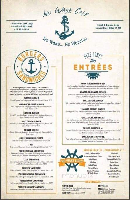 No Wake Cafe - Greenfield, MO menu_pic