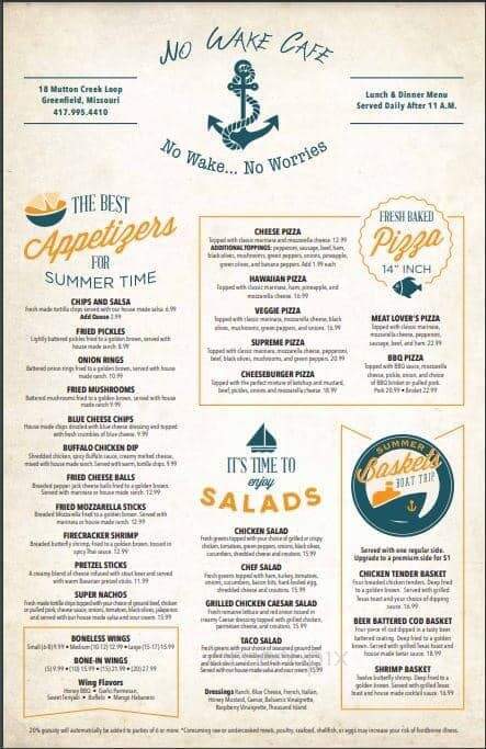 No Wake Cafe - Greenfield, MO menu_pic
