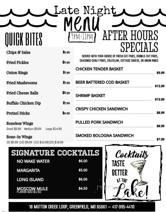 No Wake Cafe - Greenfield, MO menu_pic