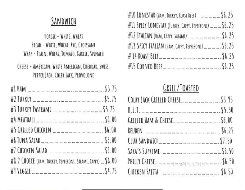 Sara's Deli - Irving, TX menu_pic