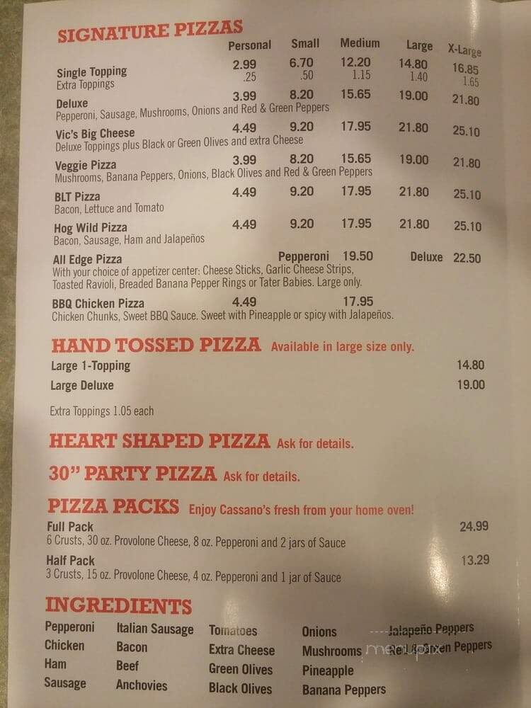 Cassano's Pizza King - Eaton, OH menu_pic
