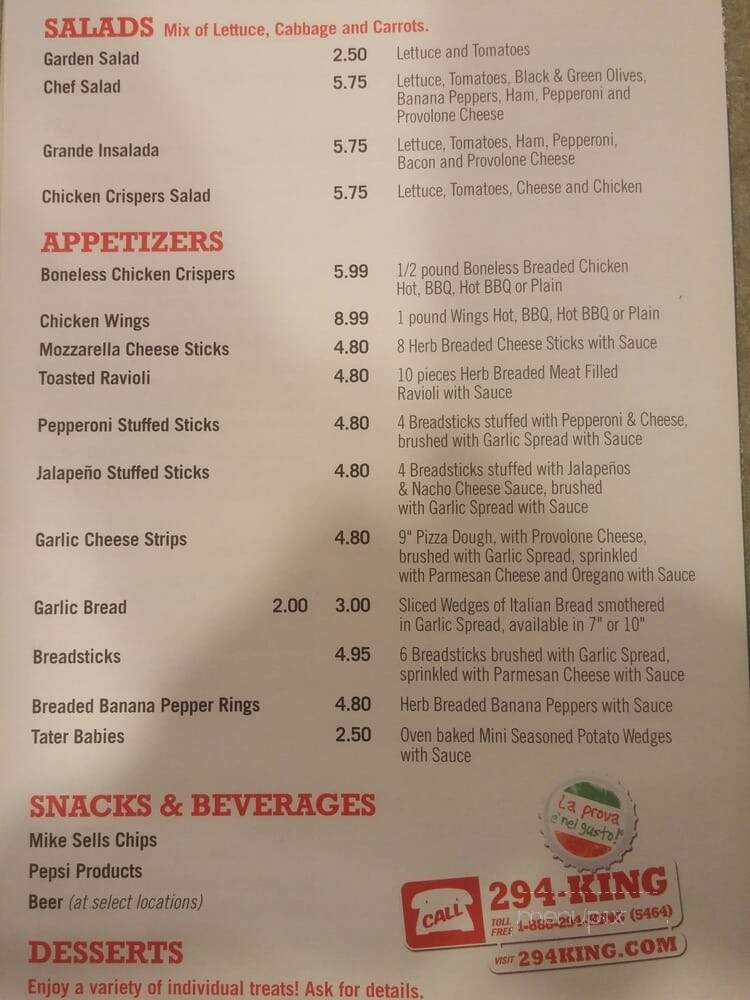 Cassano's Pizza King - Eaton, OH menu_pic