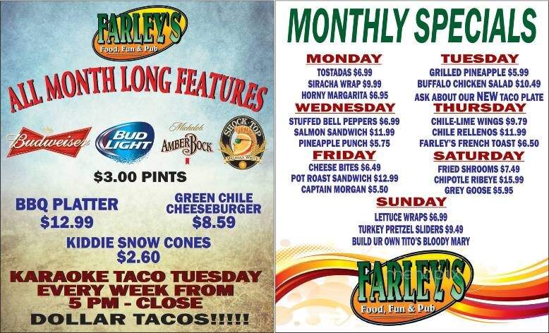 Farley's Food & Fun Pub - Las Cruces, NM menu_pic