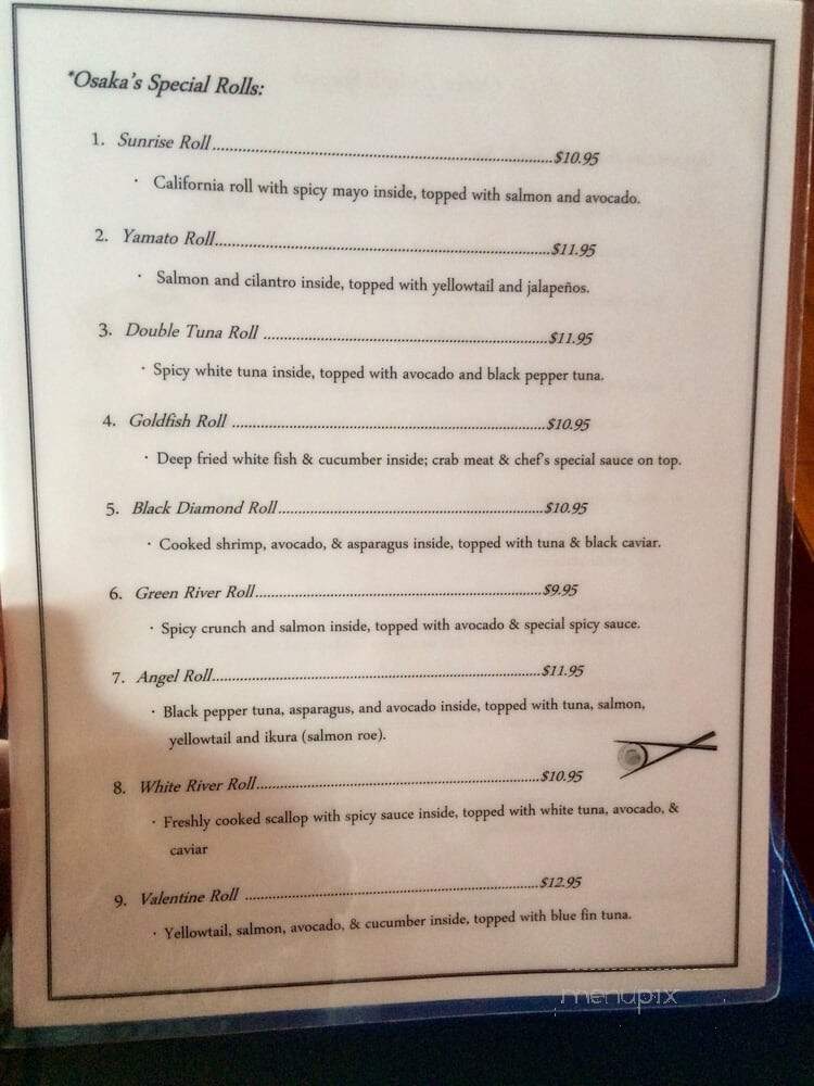 Osaka Japanese Steakhouse - Bristol, VA menu_pic