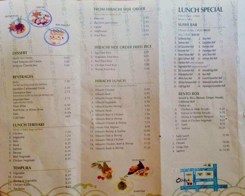 Osaka Japanese Steakhouse - Bristol, VA menu_pic