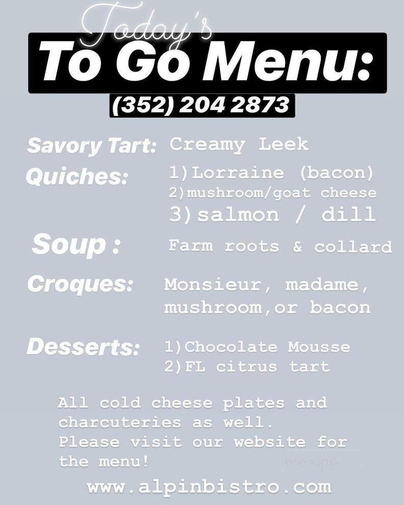 A L P I N Beer & Wine Bistro - Gainesville, FL menu_pic