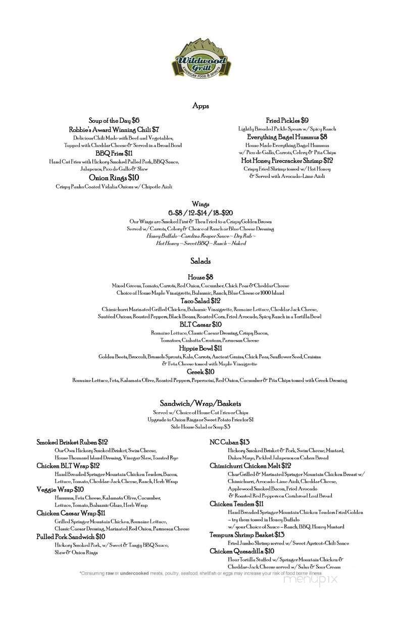 Wildwood Grill - Fontana Dam, NC menu_pic