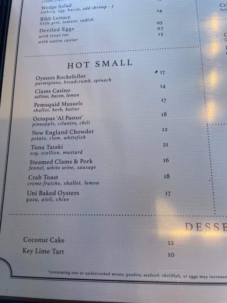 Pearl & Mary Oyster Bar - Philadelphia, PA menu_pic