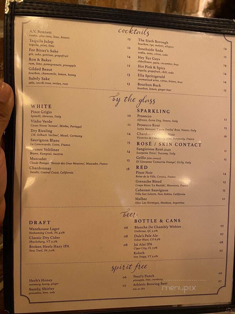 Pearl & Mary Oyster Bar - Philadelphia, PA menu_pic
