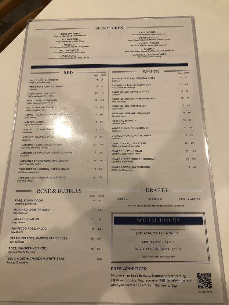 Leo's Italian Social - Morrisville, NC menu_pic