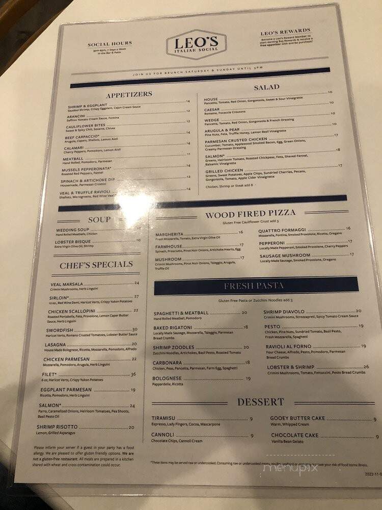 Leo's Italian Social - Morrisville, NC menu_pic