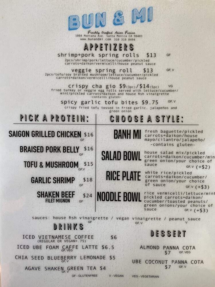 Bun & Mi - Santa Monica, CA menu_pic