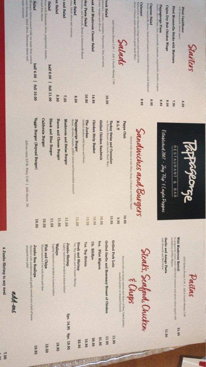 Pappageorge Restaurant & Bar - Mankato, MN menu_pic