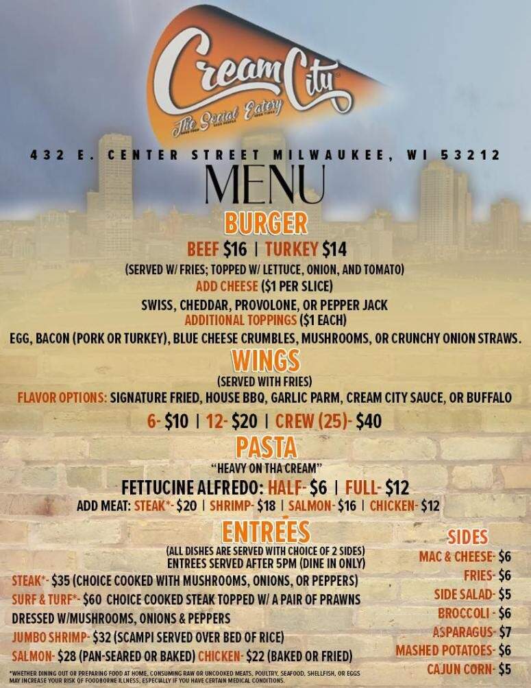 Cream City Cafe - Milwaukee, WI menu_pic