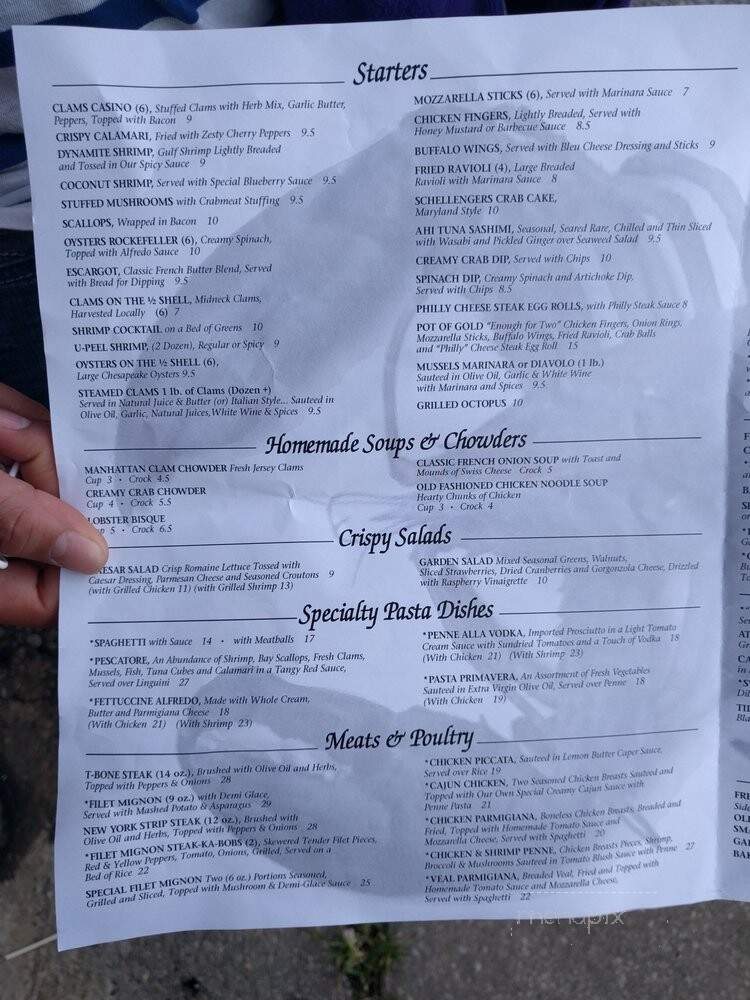 Schellenger's Restaurant - Wildwood, NJ menu_pic